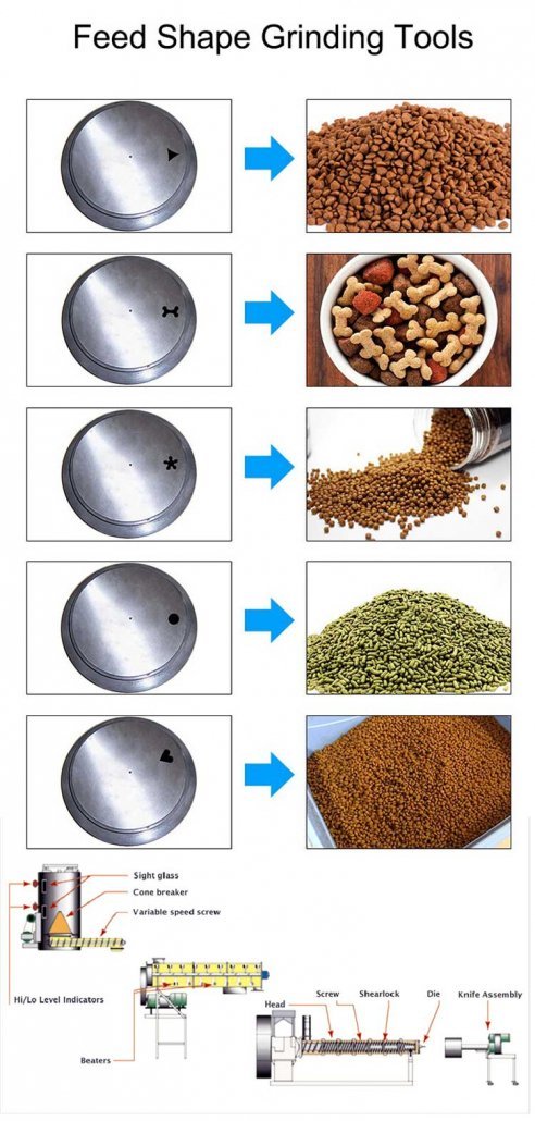feeds shapes of fish feed pellet machine